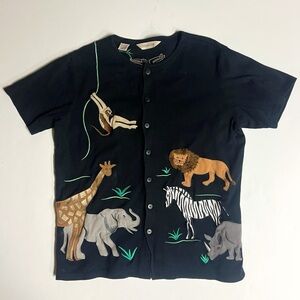 Vintage Bechamel Safari Animal Short Sleeve Cardigan